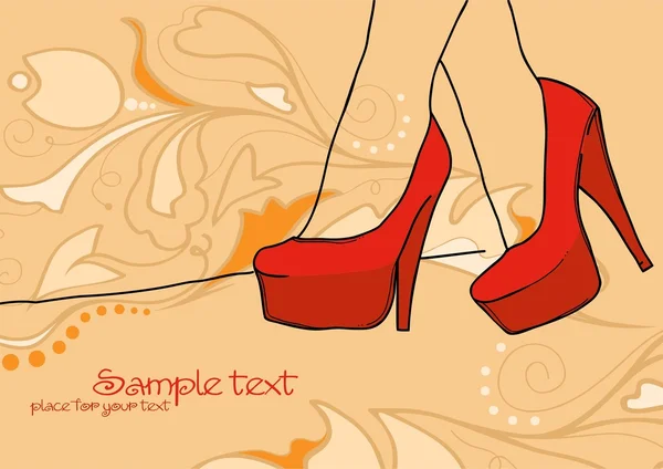Kırmızı topuklu seksi kadın bacakları. — Stok Vektör
