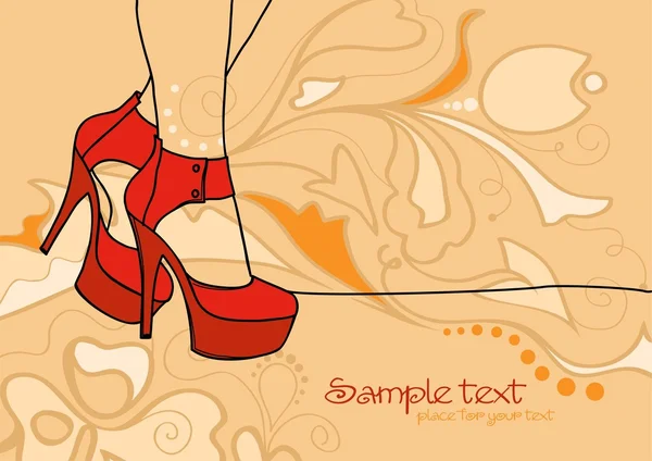 Сексуальные женские ноги на красных каблуках . — стоковый вектор
