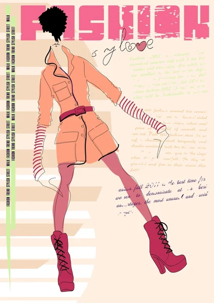 Fashion illustration. Casual girl. — Stock Vector