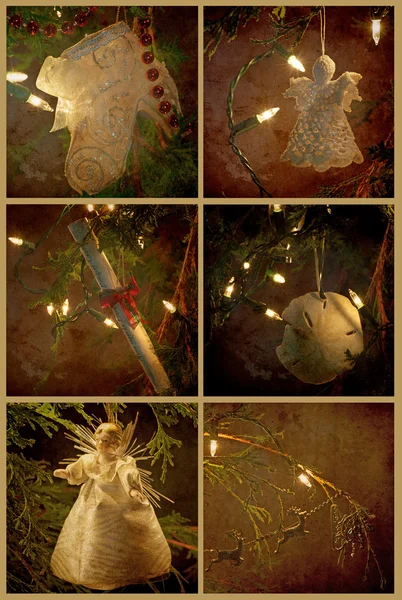 Texturierte Weihnachtsschmuck Collage. — Stockfoto