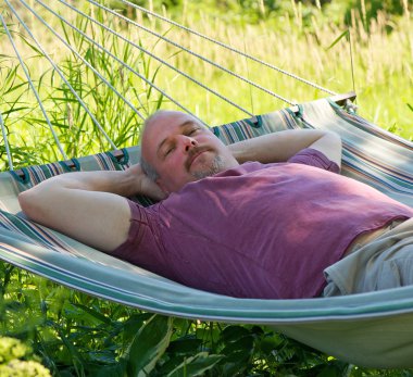 Laying in the hammock in summer. clipart