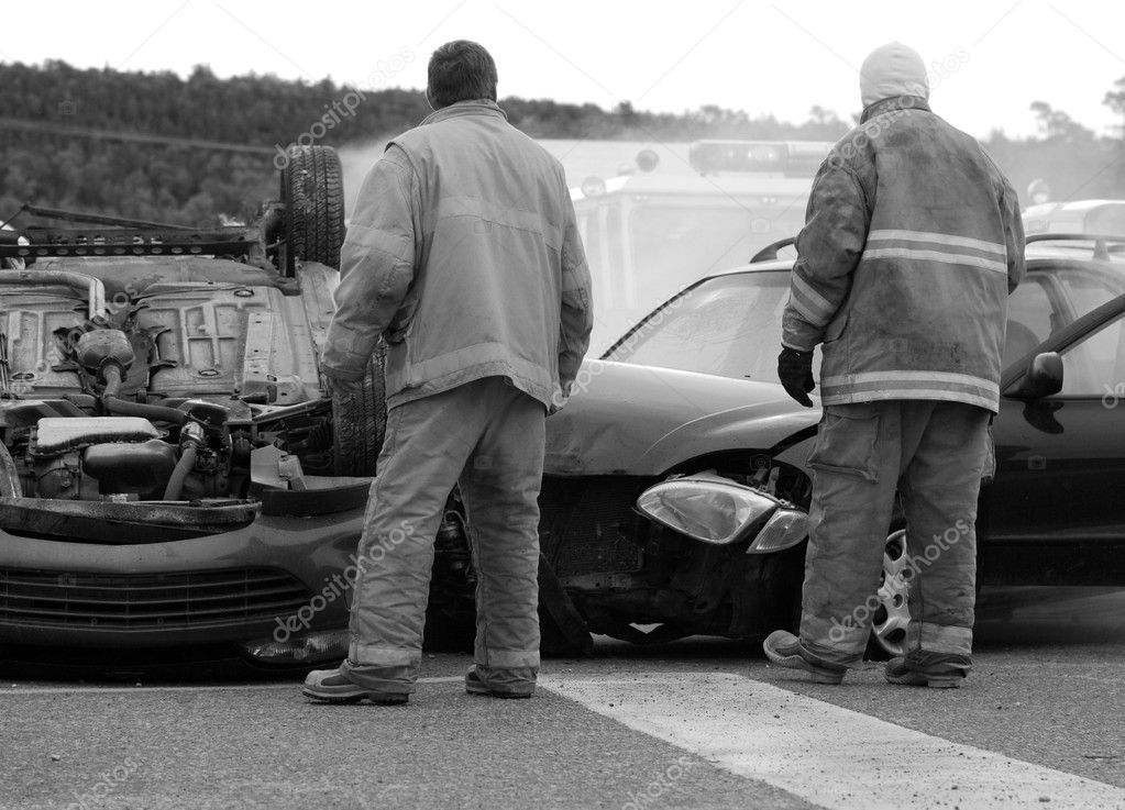 Car accident scene.