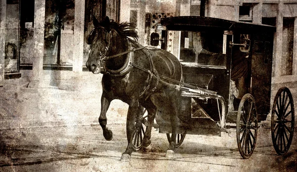 Texturerat häst och vagn som drivs. Royaltyfria Stockfoton