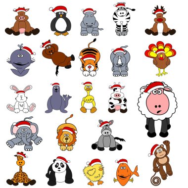 Cute Christmas Animal Set clipart