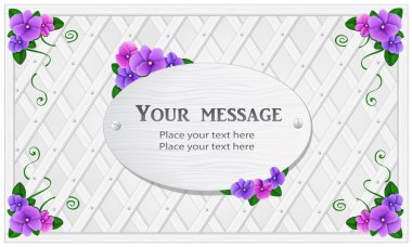 Wooden trellis with violets clipart