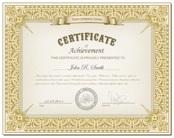 Gouden gedetailleerde certificaat — Stockvector