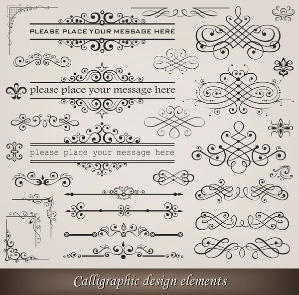 Elementos caligráficos y decoración de páginas — Vector de stock