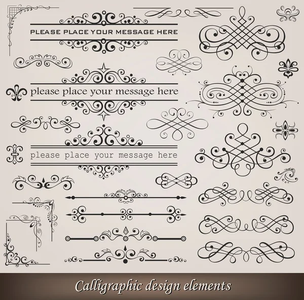 Kalligrafische Elemente und Seitendekoration — Stockvektor