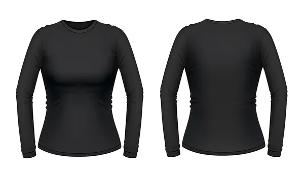 Camisa feminina manga comprida preta — Vetor de Stock