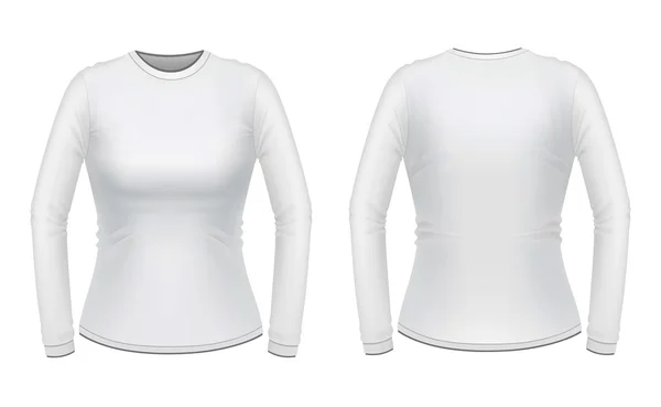 Camisa femenina blanca de manga larga — Vector de stock