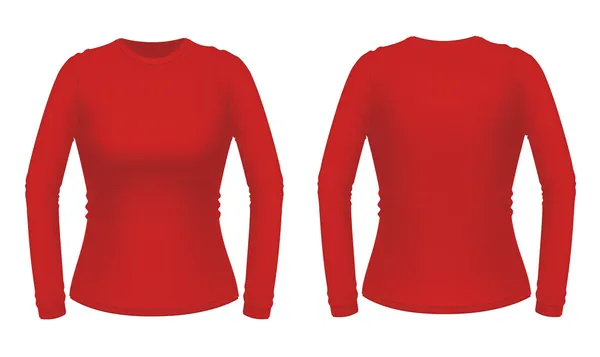 Camisa feminina de manga comprida vermelha — Vetor de Stock