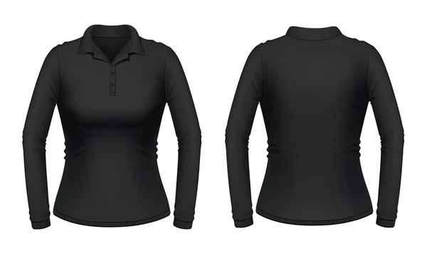Μαύρο μακρύ μανίκι πουκάμισο γυναικείο — Διανυσματικό Αρχείο