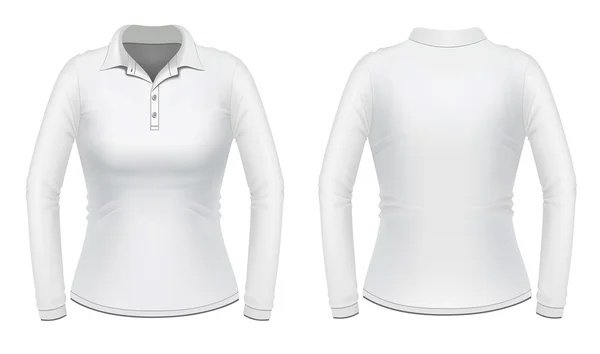 Camisa feminina de manga comprida branca — Vetor de Stock