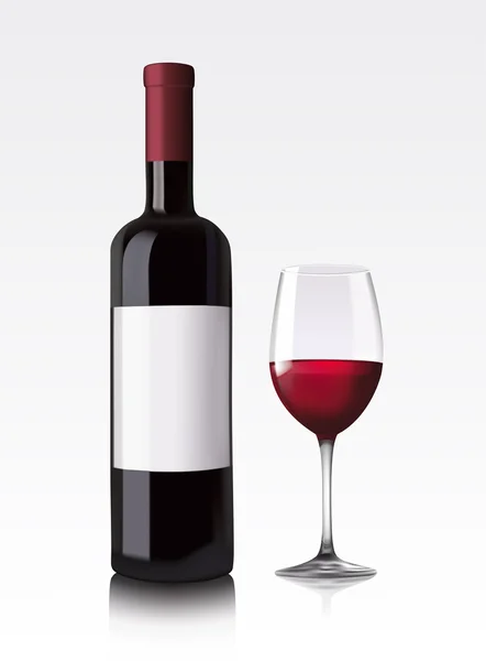 Пляшка червоного вина і склянка — стоковий вектор
