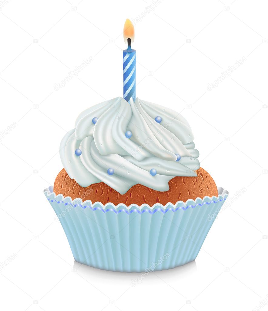 Blue birthday cupcake