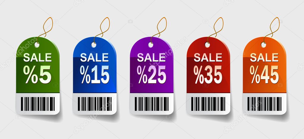 Multicolored sale labels