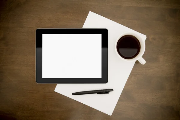 Werkplek met lege digitale tablet — Stockfoto