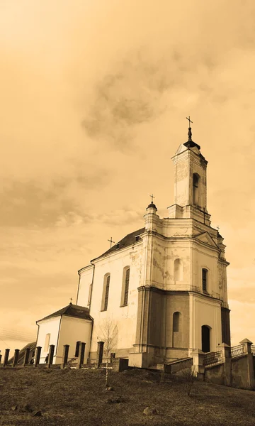 Old church in Zaslavl. Sepia. — Stock Photo, Image
