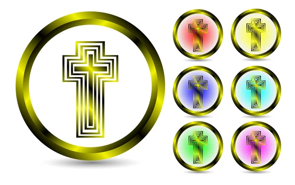 Набор иконы креста — стоковый вектор