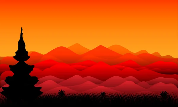 Paesaggio: Montagne al tramonto — Vettoriale Stock