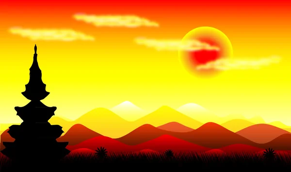 Krajobraz: Góry na zachodzie słońca — Wektor stockowy