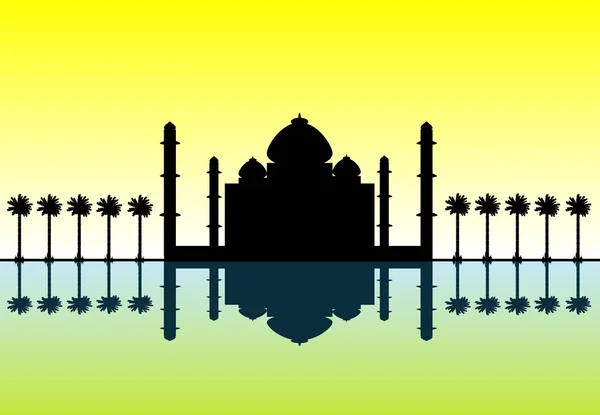 Silhueta de mesquita ao pôr do sol — Vetor de Stock