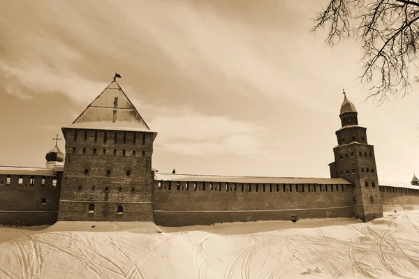 Novgorod citadel. Sepia. — Stockfoto