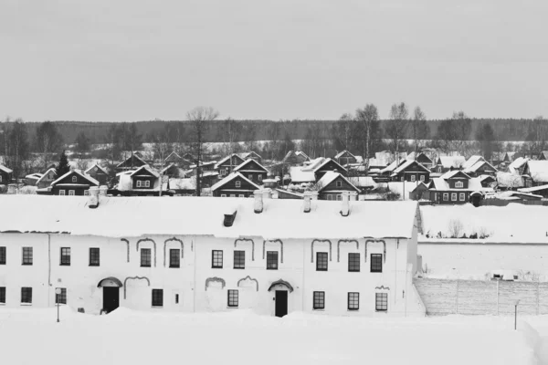 View of Tikhvin. Black and white. — Stock Photo, Image