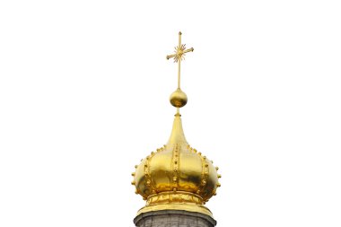 Golden dome of church over white clipart