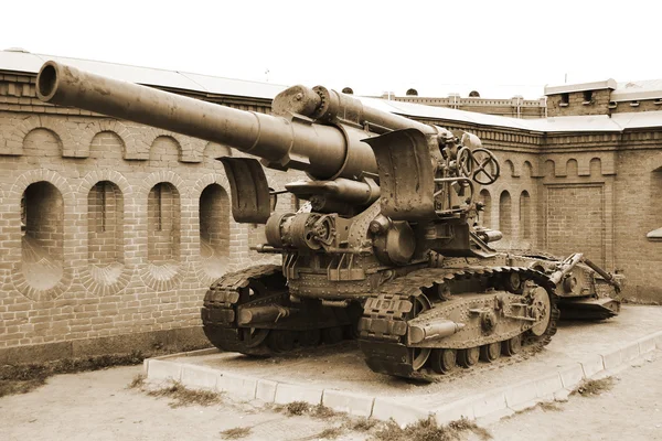 Artillery gun. Sepia.