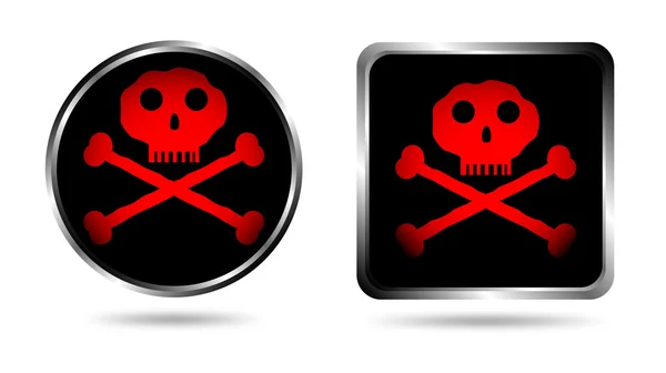 Two buttons with Jolly roger — Stock Vector
