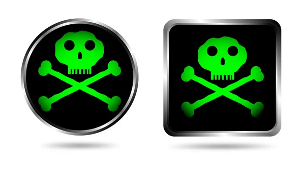 Two buttons with Jolly roger — Stock Vector