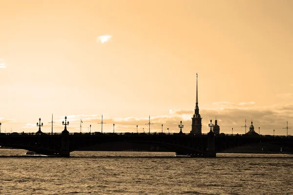 Peter and Paul Fortress. Sepia. — Stock Photo, Image