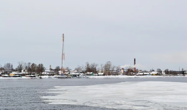Вид на реку Свирь зимой — стоковое фото