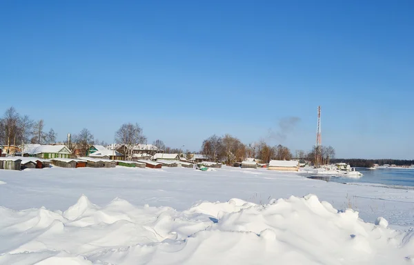 Vista do rio Svir no inverno — Fotografia de Stock