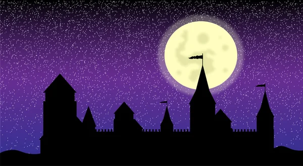 Силуэт замка ночью — стоковый вектор