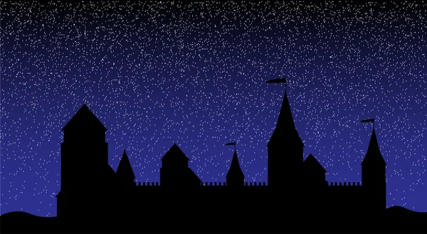 Silhouette del castello di notte — Vettoriale Stock