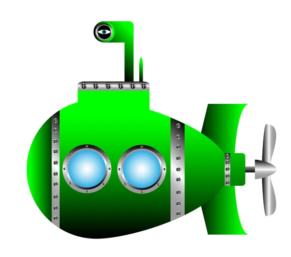 緑の潜水艦 — ストックベクタ