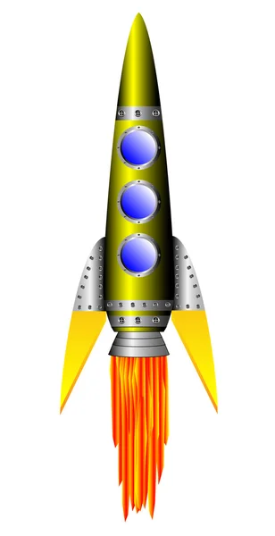 Starting yellow rocket — Stock Vector