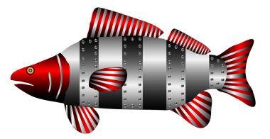 Mechanical fish on white clipart