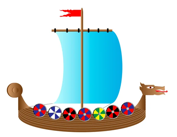 Nave vikinga en blanco — Vector de stock