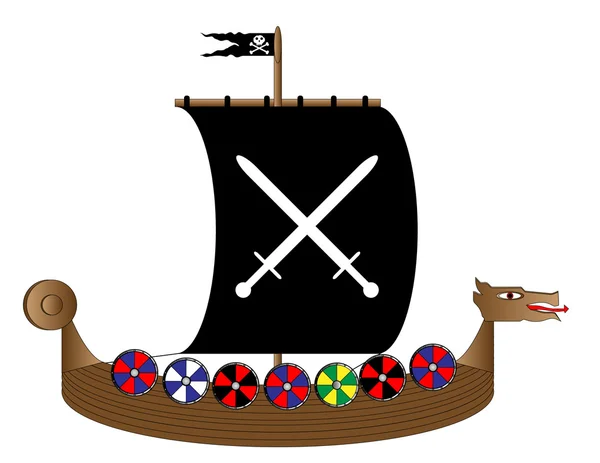 Vikingská loď na bílém pozadí — Stockový vektor