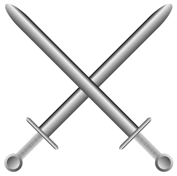 Espada cruzada sobre blanco — Vector de stock