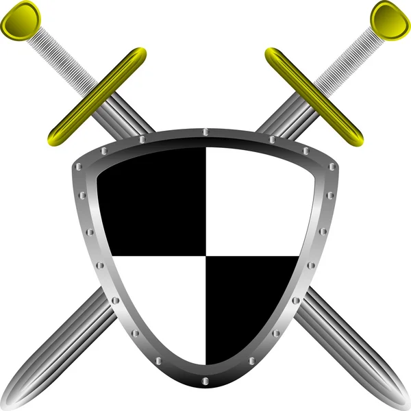 Espadas y escudo — Vector de stock