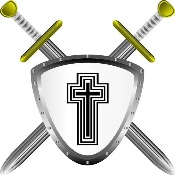 Espadas y escudo — Archivo Imágenes Vectoriales