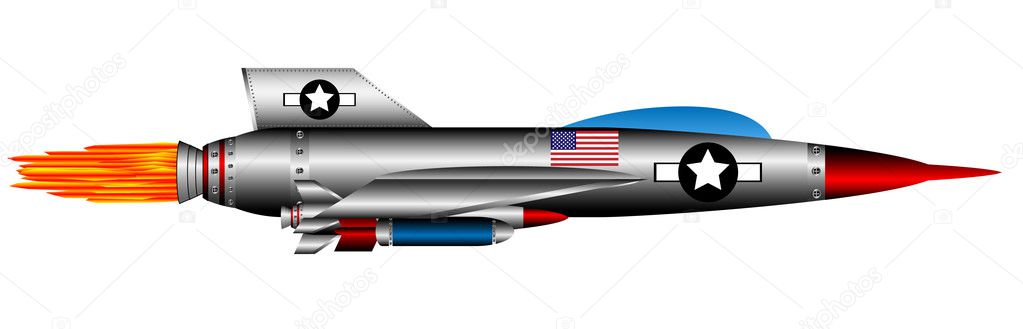 United States jet-fighter on white