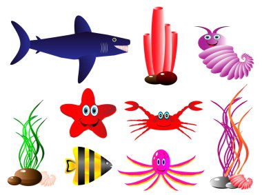 Set of sea animals clipart