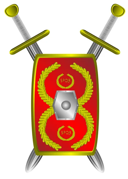 Escudo legionário romano e espada cruzada —  Vetores de Stock