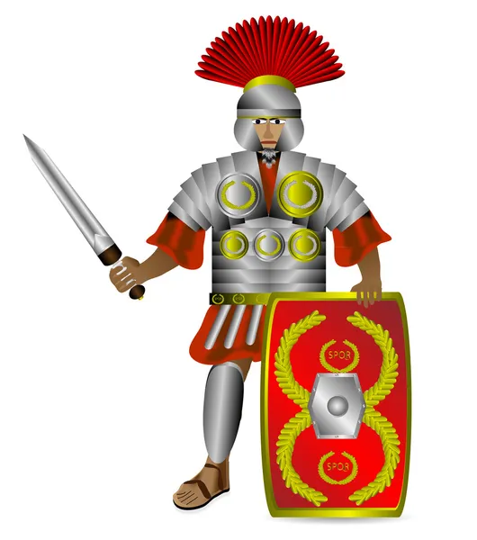 Centurion romain sur blanc — Image vectorielle