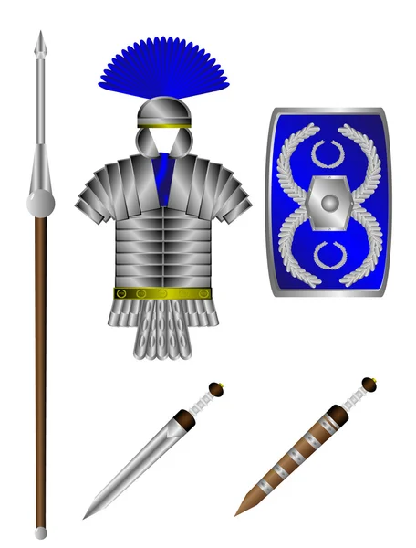 stock vector Armor and weapons of the Roman legionary